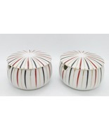 Two Mid-Century Modern Multicolor Colorburst Porcelain Lidded Mustard Pots  - £39.11 GBP