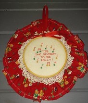 Finished/Completed Cross Stitch Festive Decorated Christmas Ornament Lac... - $12.00