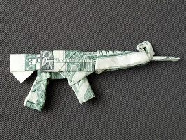 ASSAULT RIFLE Money Origami - Dollar Bill Art Gun Pistol Weapon Machine Gun - $85.00