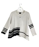 Pure Handknit Rugby Stripe Cotton Sweater Size XL White Black Coastal Na... - $445.56 MXN