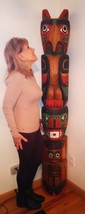 1964 Vintage Chief Don Lelooska Large Carved &amp; Brightly Painted Totem Pole 6 Ft - £15,910.48 GBP