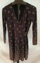 NWT Loft Black Floral Print Wrap Dress Size Medium Rayon - £23.32 GBP