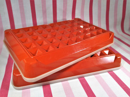 Retro 1970&#39;s Tupperware Paprika 4pc Hot Dog Deli Keeper Bacon Storage Co... - £15.80 GBP