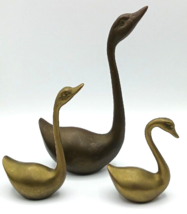 Brass Trumpet Swans Set of 3 Figurines Paperweights Vintage Made in Korea - $24.74