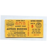 Astros Buddies Ticket Houston Astros St Louis Cardinals June 8, 1975 Ast... - £21.80 GBP
