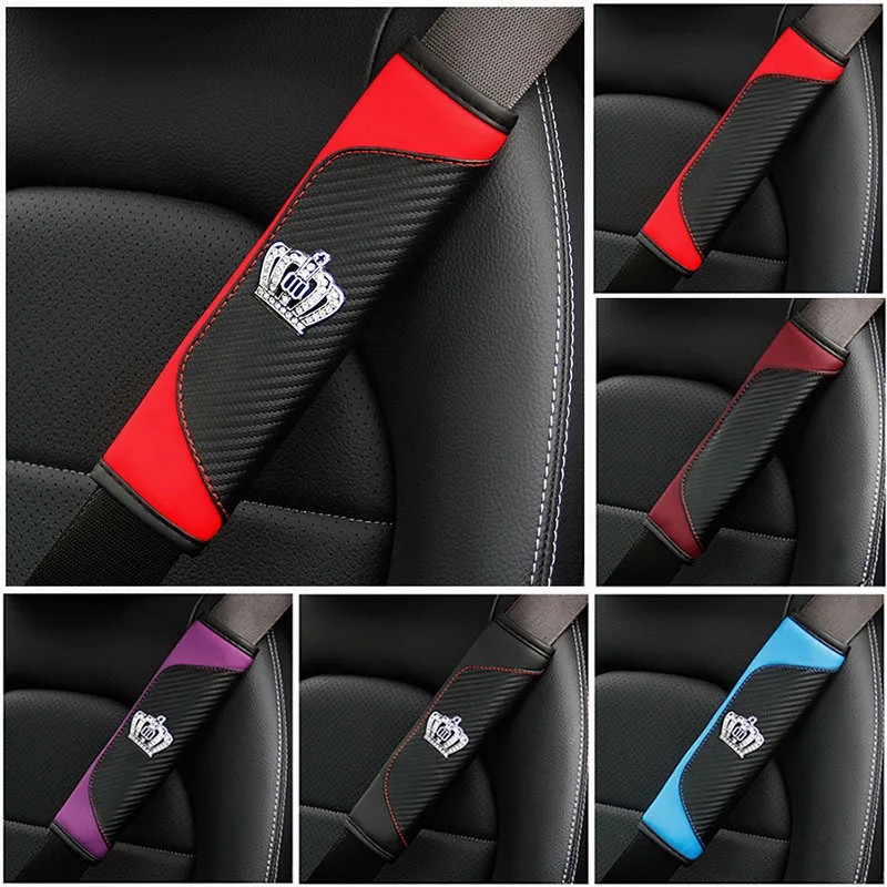 Seat Belt Covers Car Safety belt cover For Adults Youth Kids Carbon Fiber PU - £9.20 GBP+