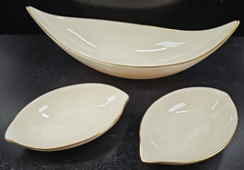 3 Pc Lenox Olympia Gold Nut Dish Oval Ash Trays Set Vinate Cream 3490-X-512 Lot - £28.58 GBP