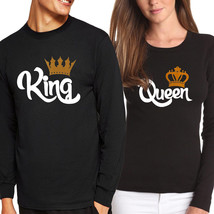 Nwt King Queen Couple Matching Valentines Day Men&#39;s Women&#39;s Long Sleeve T-SHIRT - £12.02 GBP
