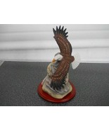 Porcelain Gliding Eagle on Wood Base Figurine Statue BD Inc Vintage - $34.64