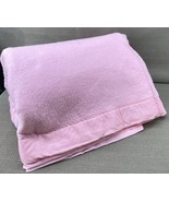 Vtg Pink Thermal Twin Blanket 62x88” Acrylic Satin Trim MCM Bedding Throw - $37.51 CAD