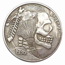 Copper Craft  Coin “Skeleton Native  “23mm Hobo Nickel Coin - €2,42 EUR