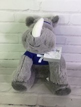 Lambs &amp; Ivy Leroy The Rhino Plush Stuffed Animal Toy Gray Blue Jersey 2019 NEW - £30.89 GBP