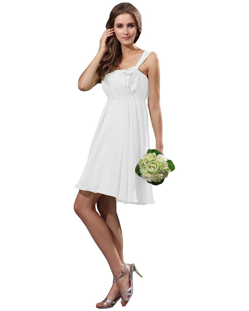 Kivary Women's One Shoulder Empire Simple Prom Bridesmaid Dresses White US 18W
