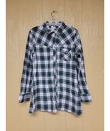 Belle du Tour Western Flannel Button Down Green Plaid sz XL Chest Pocket - $24.02