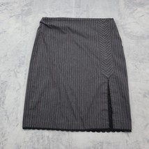 BISOU BISOU Skirt Womens 6 Black Straight Pencil Knee Length Slit Pinstr... - $26.71