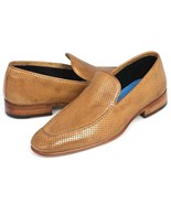 Paul Parkman Mens Shoes Loafer Leather Beige Hand-Painted Handmade 874-BEJ - £280.49 GBP
