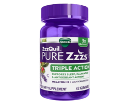 PURE Zzzs Triple Action Gummy Melatonin Sleep-Aid with Ashwagandha42.0ea - £27.10 GBP