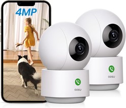 Aosu 4Mp Security Camera Indoor - 2.5K Baby Monitor Pet Camera 360° For,... - £80.33 GBP