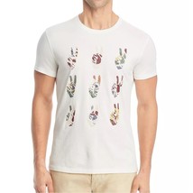 John Varvatos Men&#39;s Short Sleeve Peace Sign Rows Embroidered Crew T-Shir... - $68.12
