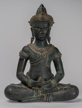 Ancien Khmer Style Bronze Assis Amitabha Méditation Statue de Bouddha - 55cm/22 - $2,085.95