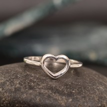 925 Sterling Silver Heart Outline Ring, Open Heart Ring,Minimalist Ring, Heart P - £26.15 GBP