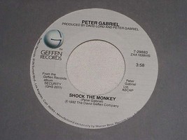PETER GABRIEL SHOCK THE MONKEY SOFT DOG 45 RPM RECORD VINTAGE - $18.99