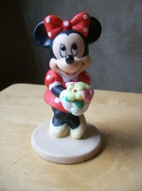 Disney Minnie Mouse Holding Flowers Porcelain Figurine - £19.98 GBP