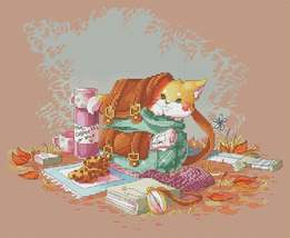 Cute Fox Cross stitch pattern pdf - Autumn Fox cross stitch embroidery chart  - £8.52 GBP