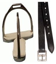 English Saddle Fillis Stirrups Irons 4 3/4&quot; w/ X Long Brown Stirrup Leat... - £34.71 GBP