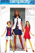 Misses' DRESS, VEST & TIE Vintage 1970 Simplicity Pattern 8615 Size 10 - $12.00