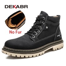 Casual Work Shoes For Men Autumn Winter Warm Fur Plus Retro Boots Wear-Resistan  - £60.96 GBP