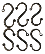 6 Wrought Iron 3 inch S Hooks - Hand Forged Hook Set with Scrolls AMISH USA - £21.93 GBP