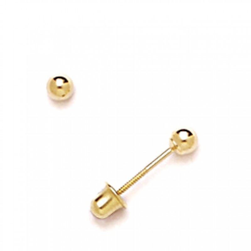 14K Solid Yellow Gold 4MM Ball Stud Earrings Screw Back ER-S209 - $31.44