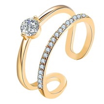 17KM Fashion Design Cubic Zirconia Rings For Women Gold Silver Color Round Cryst - £7.68 GBP