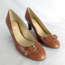 Ralph Lauren Saffron Women&#39;s 9B Tan Leather Pumps Gold Buckle 2.75&quot; Heel... - $592.30 MXN