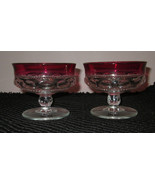 2 RUBY RED CRYSTAL KINGS CROWN THUMBPRINT SHERBERT GOBLET - $23.36