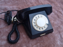 VINTAGE  USSR SOVIET RUSSIAN ROTARY DIAL PHONE BLACK COLOR TA 68 - £31.02 GBP