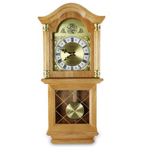 Bedford Clock Collection Classic 26 Inch Wall Clock in Golden Oak Finish - £97.50 GBP
