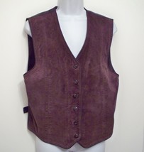 Marsh Landing Vest Sz M Leather Suede Brown Sleeveless Button Front V-Neck - $29.74