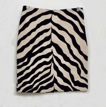 Isaac Mizrahi Skirt Sz 8 Black Beige Zebra Stripe Animal Print Stretch C... - $24.46