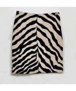 Isaac Mizrahi Skirt Sz 8 Black Beige Zebra Stripe Animal Print Stretch C... - $24.46