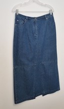 Charter Club 10 P Maxi Skirt Denim Blue Jean Straight Pencil Cotton Rear Vent - £19.97 GBP