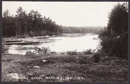 Logs on Machias River RPPC Machias Maine Photo Postcard #25 - £9.61 GBP
