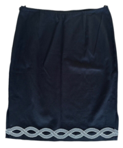 Noviello Bloom Women&#39;s Suit Skirt Cotton w/ Embroidered Hem Size 8 Black - £7.77 GBP