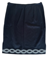Noviello Bloom Women&#39;s Suit Skirt Cotton w/ Embroidered Hem Size 8 Black - $13.56 CAD