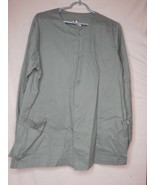 Solid Green Button Front Coat Jacket Scrub Top Long Sleeve Medical Uniform - $209.64 MXN