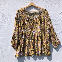 Mustard Yellow Floral Pleated Top Torrid Size 3X Rayon - £19.45 GBP
