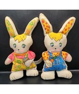Vintage Easter Spring Knickerbocker Boy &amp; Girl Bunny Rag Dolls Cute - $350.54 MXN