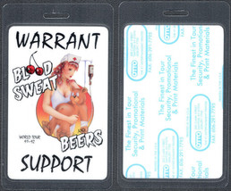 Warrant OTTO Laminated Support Pass from the 1991-92 Blood, Sweat, and B... - £9.75 GBP