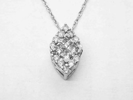 0.5ct tw Diamond Pave Navette Shaped Pendant 10k White Gold - £159.04 GBP